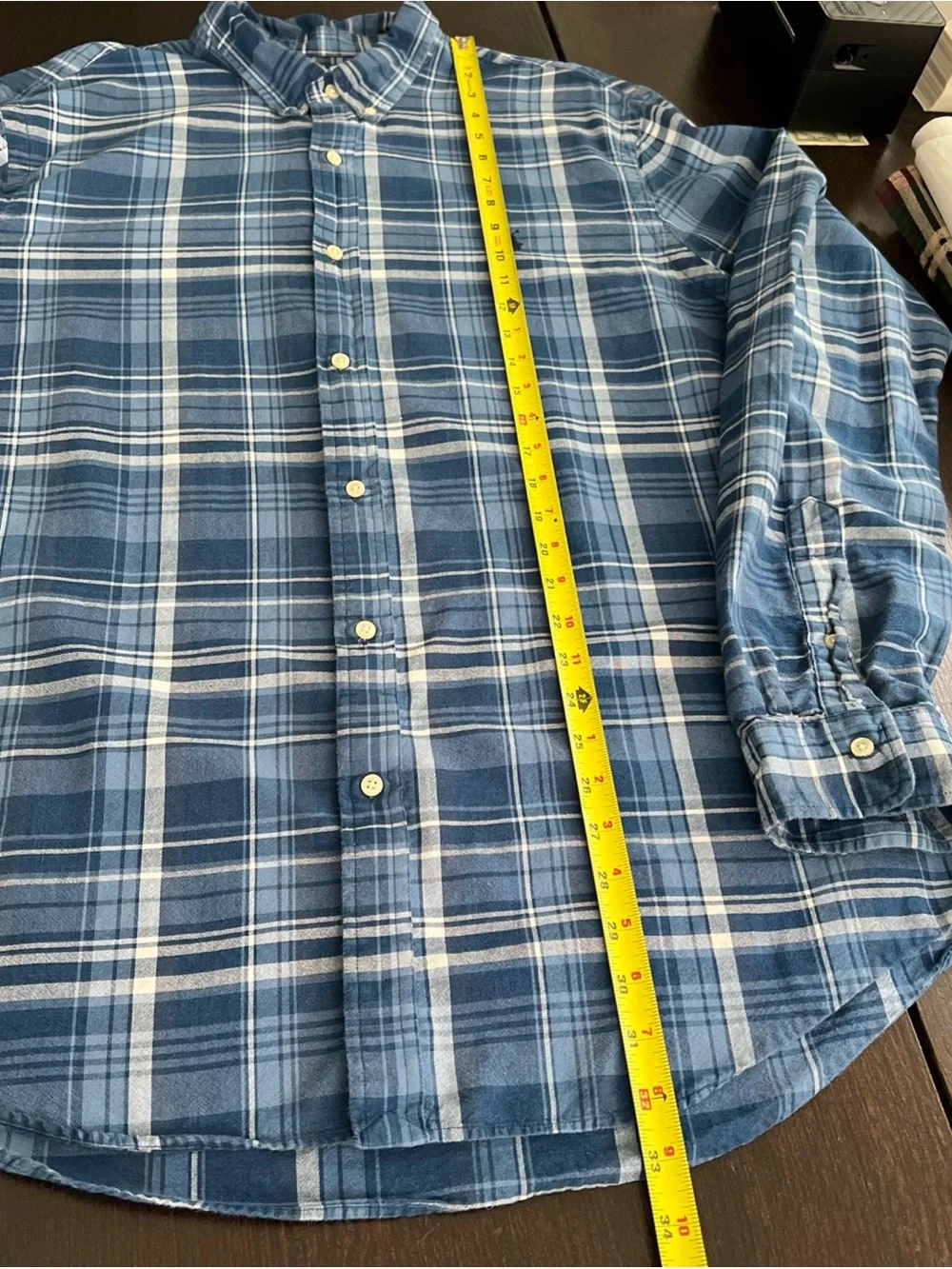Polo Ralph Lauren Oxford Indigo Blue Plaid LS Button Down Shirt Men 2XL Slim Fit